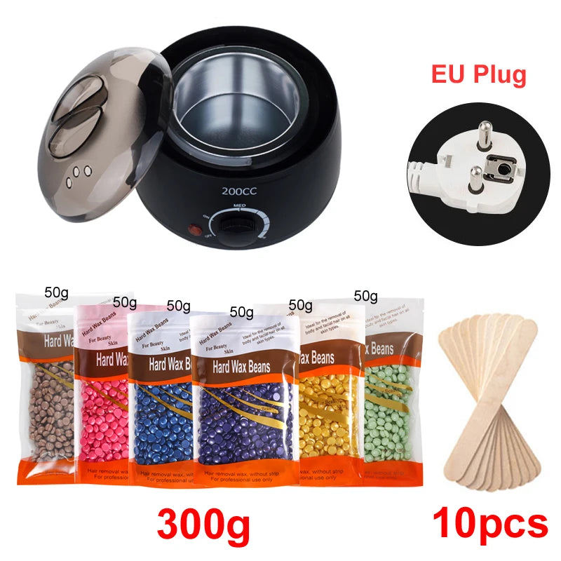 200Ml Hair Removal Tool Smart Warmer Wax Heater Hands Feet Epilator Depilatory Skin Care Paraffin Wax Machine Kit+Wax Beans