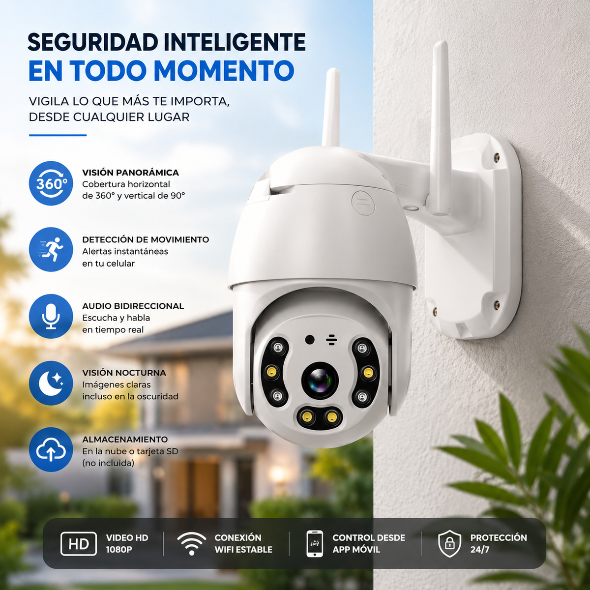 Cámara de Seguridad WiFi para Exterior V380