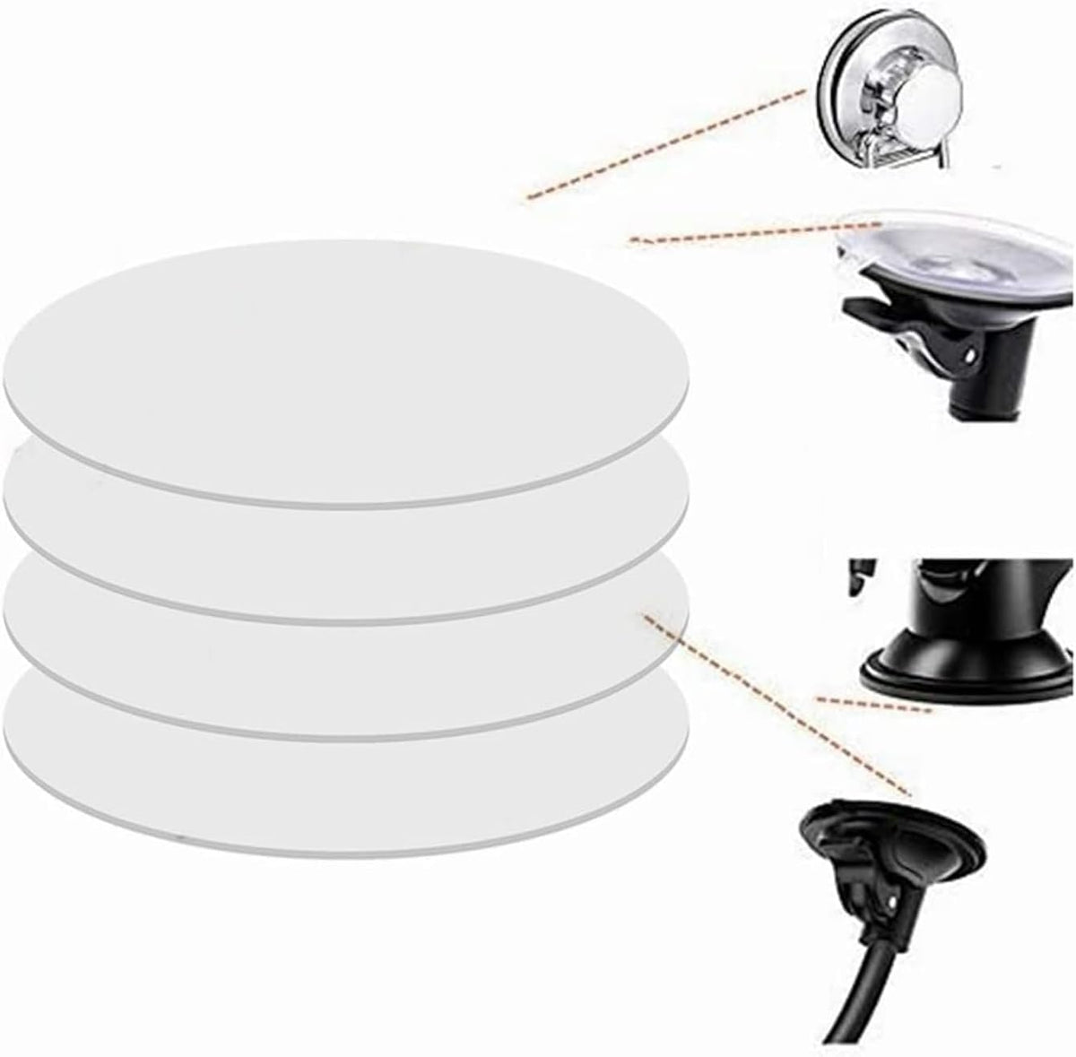 4 PCS 80Mm (3.15") Circular Double Side Sticker Dashboard/Windshield Pad Mounting Disk for Suction Cup Car Phone Mount Holder Bracket GPS Camera and Other Suction Cup Items. (Clear)