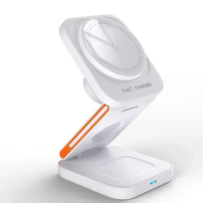 3 in 1 Foldable Magnetic Wireless Charger Stand Fast Charging Station for Iphone 16 15 14 13 12 Iwatch 10-2 Airpods Pro Max