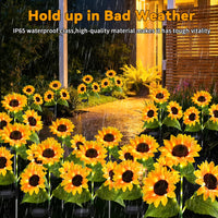 2 Pack Yellow Sunflower Solar Garden Lights Outdoor, Waterproof Solar Lights for Yard Pathway Patio Outdoor Decor