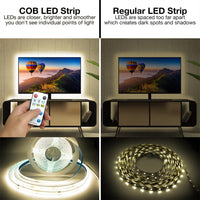 COB LED Strip Light,Led Lights for Bedroom 16.4Ft,Natural White 4000K Dotless LED Light Strip,1600 Leds Super Bright Dimmable 24V Flexible Tape Lights with Remote,Kitchen,Cabinets Lighting