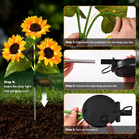 2 Pack Yellow Sunflower Solar Garden Lights Outdoor, Waterproof Solar Lights for Yard Pathway Patio Outdoor Decor