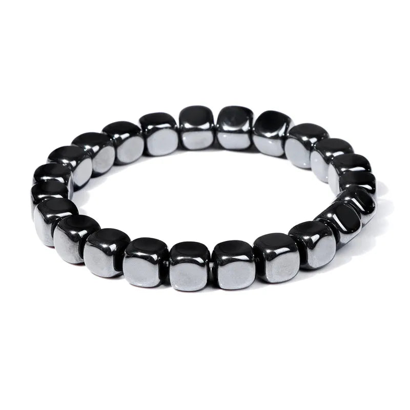 Men Hematite Bracelet Loss Weight No-Magnetic Black Hematite Bead Bracelet Healing Health Therapy Balance Pulsera Jewelry Gift