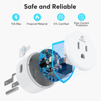 Smart Plug Wifi Outlet Works with Alexa & Google Home, 15A, 4-Pack | Smart Home Socket with Remote Control & Timer Function, Wifi Plug for Household Appliances, No Hub Required, 2.4Ghz Wifi Only
