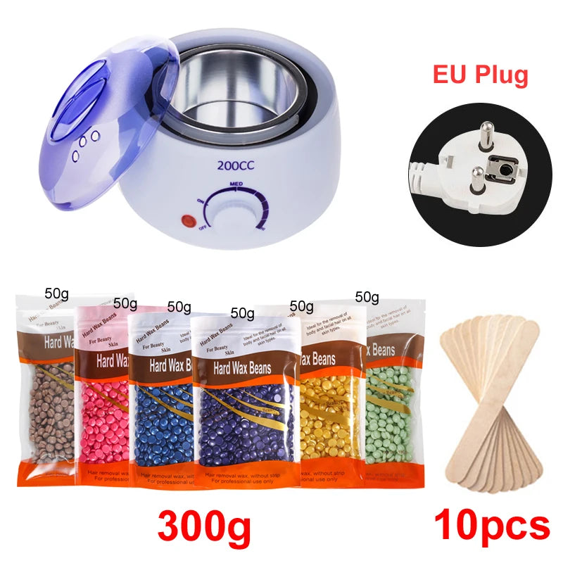 200Ml Hair Removal Tool Smart Warmer Wax Heater Hands Feet Epilator Depilatory Skin Care Paraffin Wax Machine Kit+Wax Beans