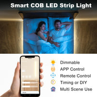 COB LED Strip Light,Led Lights for Bedroom 16.4Ft,Natural White 4000K Dotless LED Light Strip,1600 Leds Super Bright Dimmable 24V Flexible Tape Lights with Remote,Kitchen,Cabinets Lighting