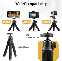 Phone Tripod for Iphone, Flexible Mini Stand with Remote for Recording | Compact Flexible Tripod with Remote, Ideal for Selfies, Video Recording, Travel and Everyday Phone Support