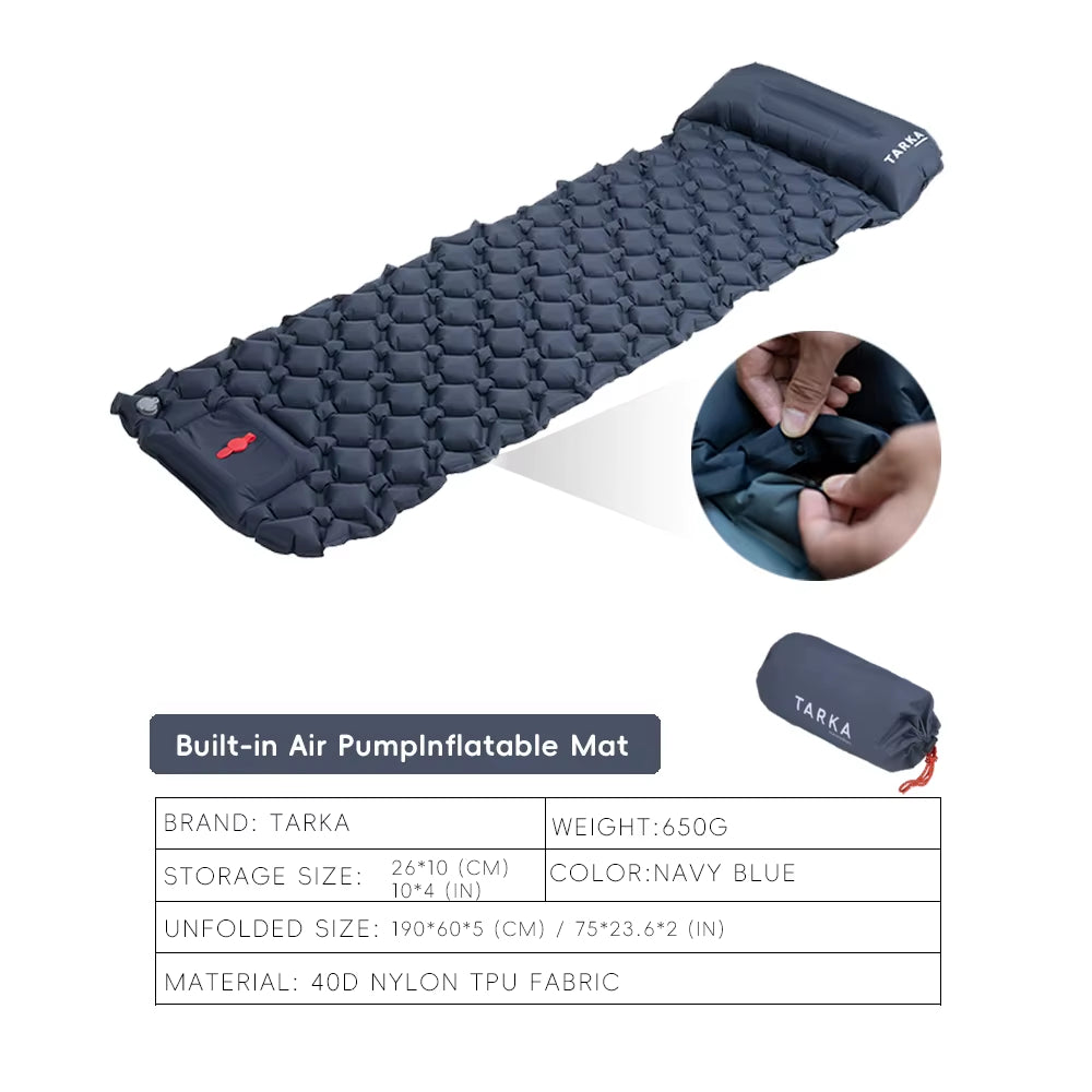 Inflatable Camping Mats Air Mattress with Pillow Outdoor Tourist Sleeping Pad Self-Inflating Mattress for Hiking Climbing