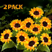 2 Pack Yellow Sunflower Solar Garden Lights Outdoor, Waterproof Solar Lights for Yard Pathway Patio Outdoor Decor