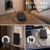 Endurance AC 10,000Mah, Portable Power Bank Charger with Built-In Wall Plug, Black