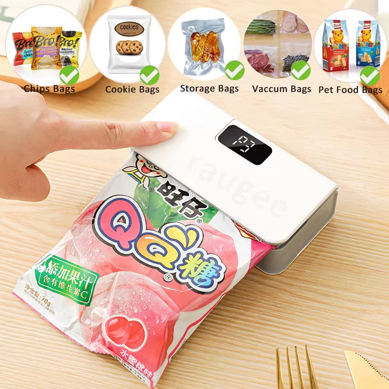 Mini Heat Sealer Plastic Bag Heat Sealing Machine Rechargable Plastic Storage Package Sealer Handheld Clip Bag Food Heat Sealer