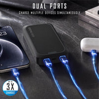 Endurance AC 10,000Mah, Portable Power Bank Charger with Built-In Wall Plug, Black