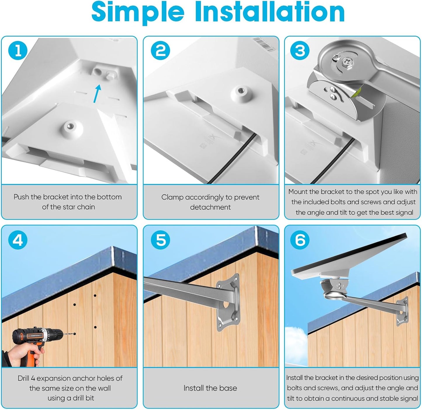 Starlink Mini Adjustable Wall Mounted Kit Accessories, Including 1/4 Inch Nut Base Adapter, Suitable for Connecting and Fixing Starlink Mini Devices