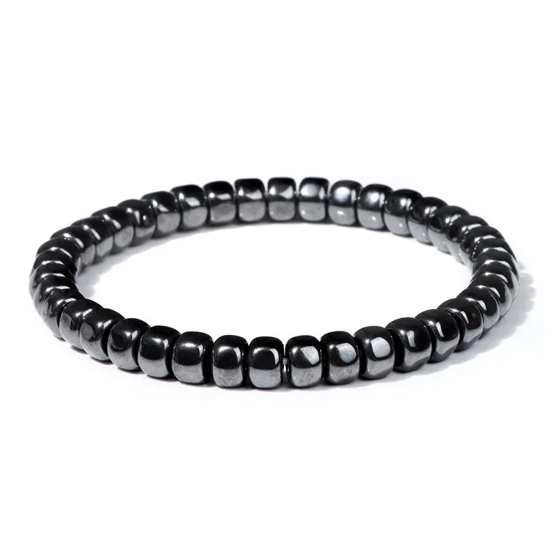 Men Hematite Bracelet Loss Weight No-Magnetic Black Hematite Bead Bracelet Healing Health Therapy Balance Pulsera Jewelry Gift