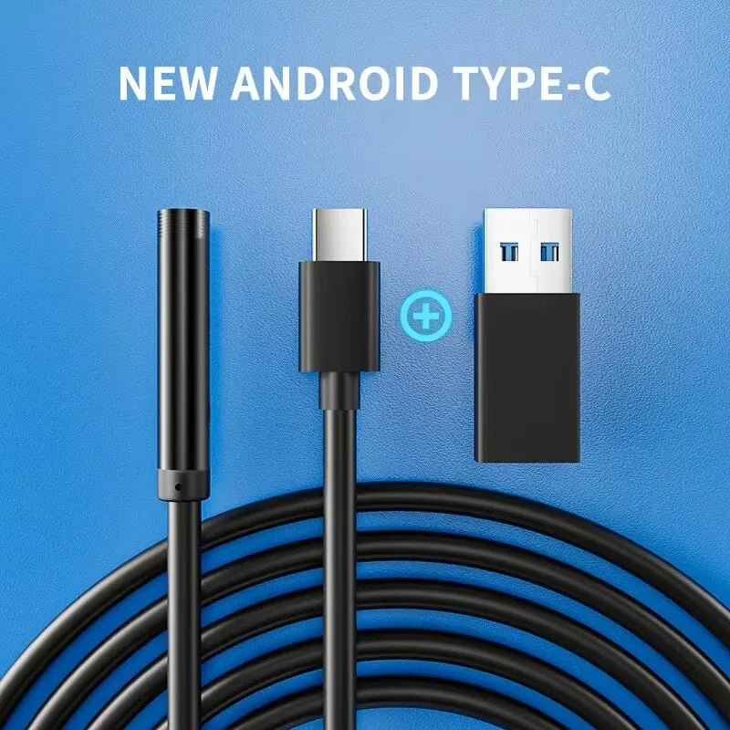 7.0MM TYPE-C Endoscope Camera IP67 Waterproof 6 Leds Adjustable USB Android Flexible Inspection Borescope Cameras for Phone PC