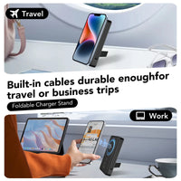 Magnetic Portable Charger with Built-In-Cable, Iwatch Charger, 10000Mah Power Bank with Display, Foldable Stand, 22.5W Fast Charging Travel Battery Pack Compatible with Iphone and Apple Watch