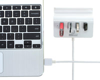 M-325 USB 3.0 4-Port Portable Hub (NOT a Charger) with 2-Foot USB 3.0 Cable - 4-Port Hub with Stand (Silver)