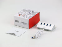 M-325 USB 3.0 4-Port Portable Hub (NOT a Charger) with 2-Foot USB 3.0 Cable - 4-Port Hub with Stand (Silver)