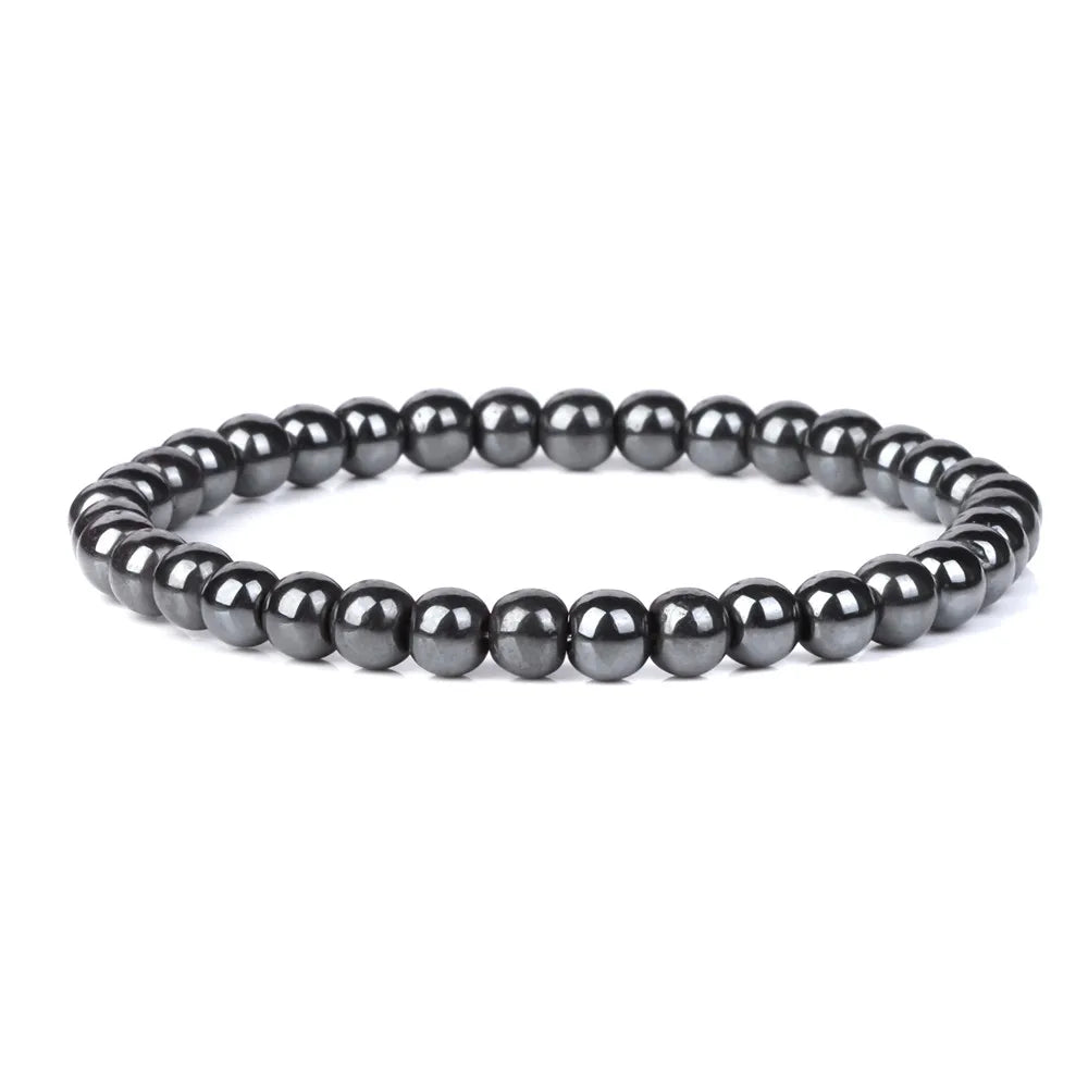 Men Hematite Bracelet Loss Weight No-Magnetic Black Hematite Bead Bracelet Healing Health Therapy Balance Pulsera Jewelry Gift