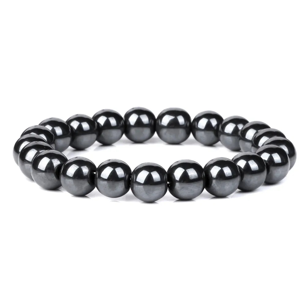 Men Hematite Bracelet Loss Weight No-Magnetic Black Hematite Bead Bracelet Healing Health Therapy Balance Pulsera Jewelry Gift