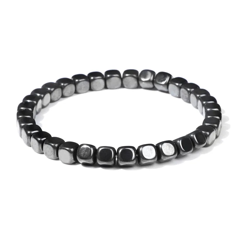 Men Hematite Bracelet Loss Weight No-Magnetic Black Hematite Bead Bracelet Healing Health Therapy Balance Pulsera Jewelry Gift