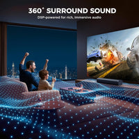 Sound Bar, 50W Soundbar for Smart TV Bluetooth 5.3 Speaker 17Inch with Arc/Optical/Aux Connection Surround for Home Theater Audio Tv/Pc/Gaming/Projectors