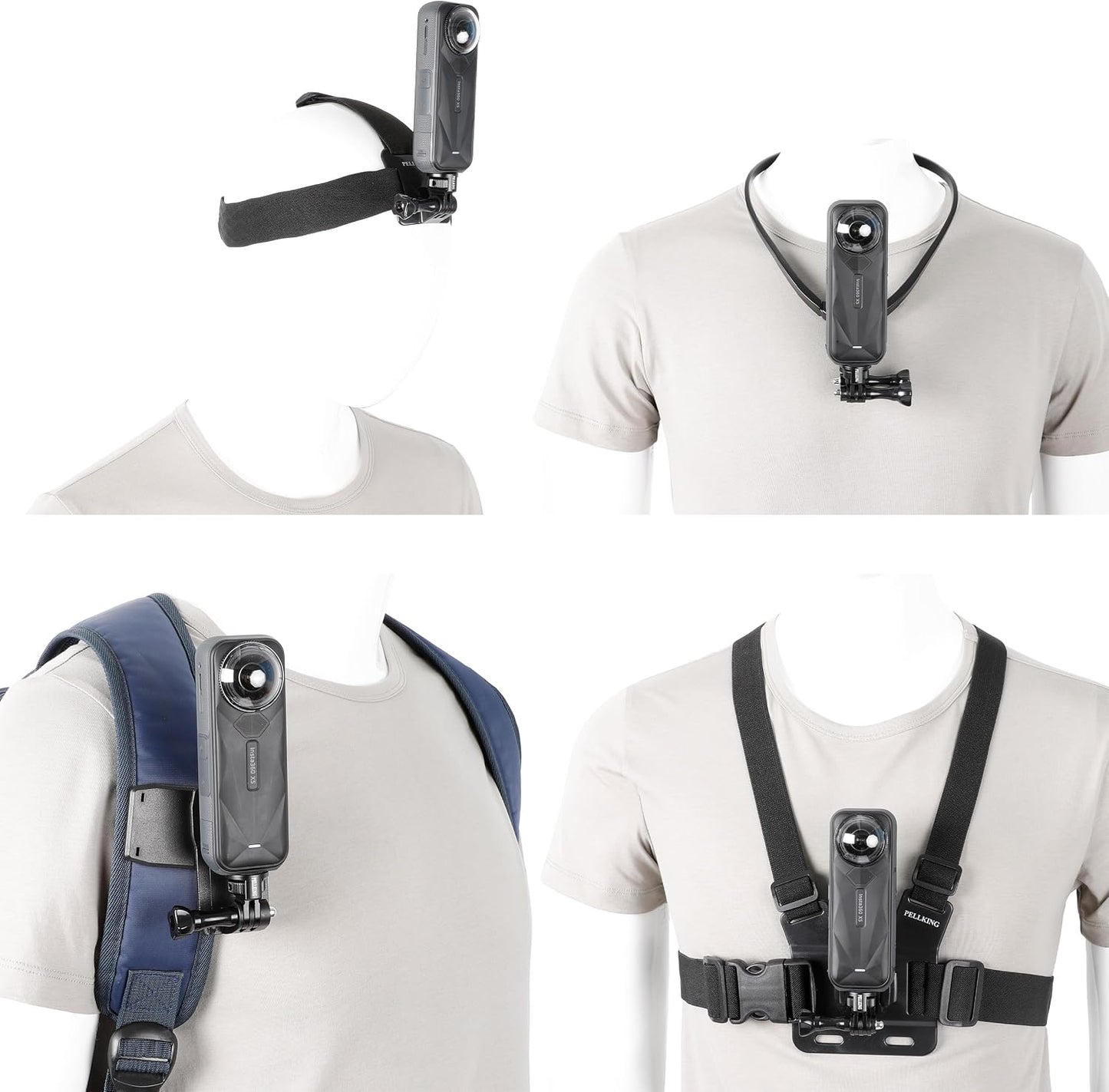 Kit de Correas 4 en 1 para Insta360 (Pecho, Cabeza, Cuello, Mochila)