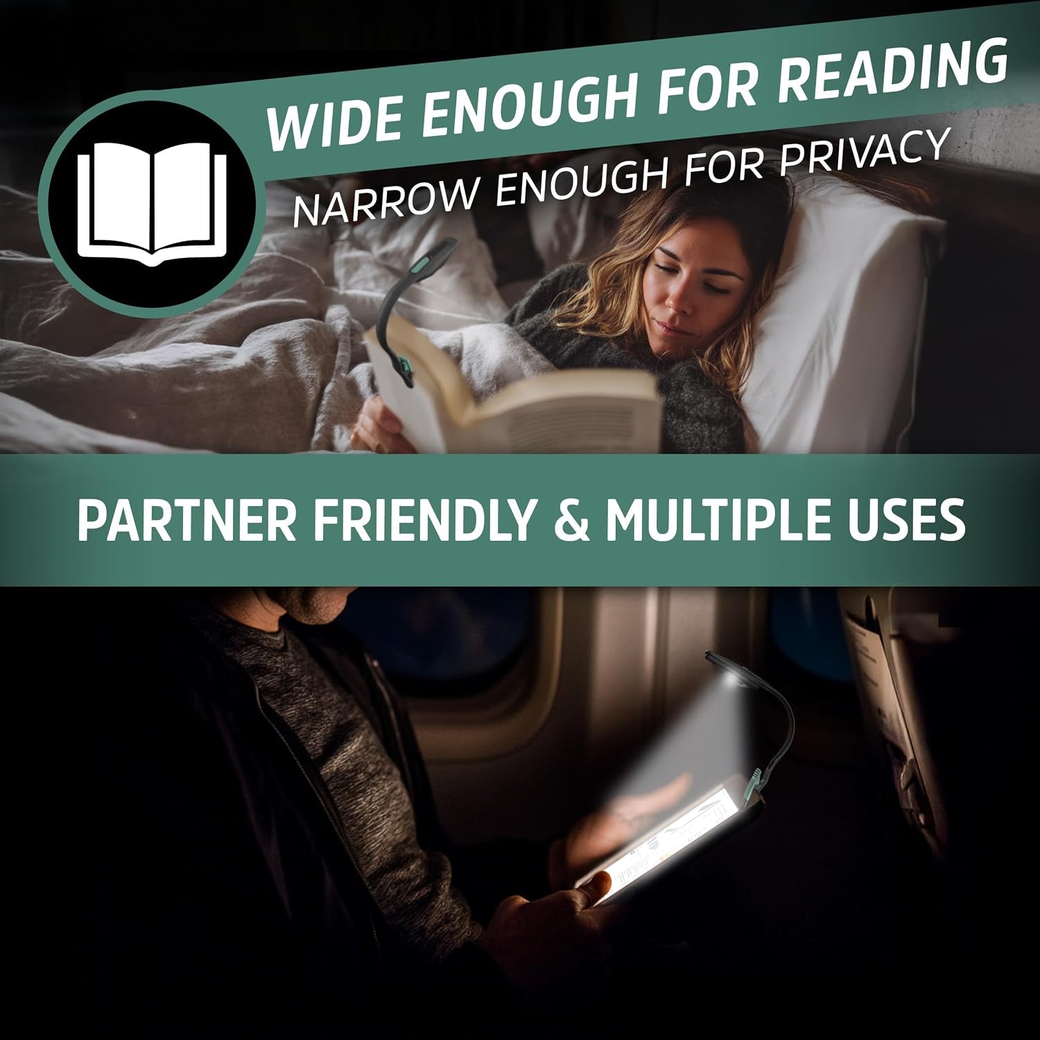 Flex-R LED Rechargeable Book Lights for Reading at Night, Reading Light with Warm LED Color, Long-Lasting and Lightweight Reading Lamp