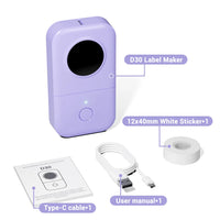Phomemo D30 Mini Label Printer Wireless Bluetooth Label Printer Portable Pocket Label Printer