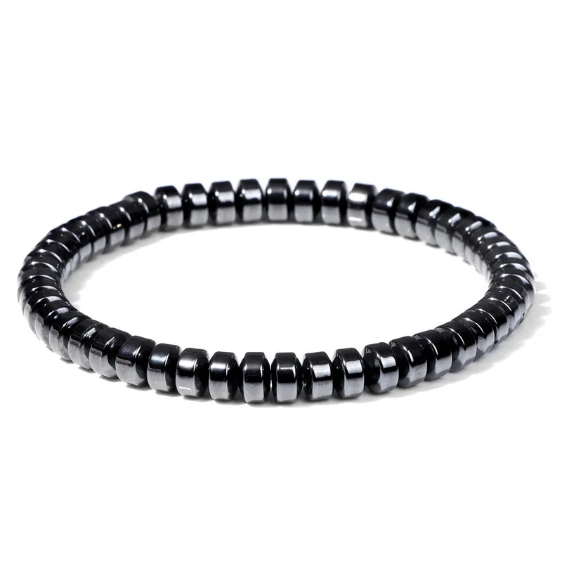 Men Hematite Bracelet Loss Weight No-Magnetic Black Hematite Bead Bracelet Healing Health Therapy Balance Pulsera Jewelry Gift