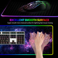 LED Gaming Mouse Pad RGB, Large Mouse Pad with 14 Light Modes, Keyboard Mousepad Led Extended Surface (35.4 X 15.8 In) for Desktop Gamers, Blue Purple Starry Nebula
