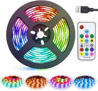 LED Strips Lights USB Powered Rainbow Chasing RGB LED Lights Strip | LED TV Backlight, with 17-Key RF Remote, Color Changing Strip Lights, Waterproof IP65, LED Rope Lights, LED Lights 2M 6.54FT