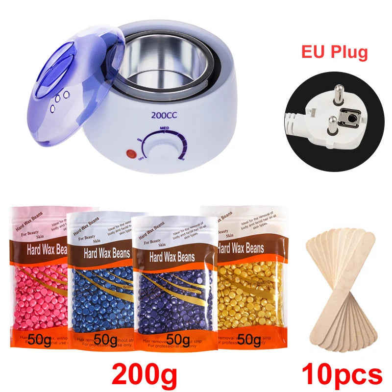 200Ml Hair Removal Tool Smart Warmer Wax Heater Hands Feet Epilator Depilatory Skin Care Paraffin Wax Machine Kit+Wax Beans