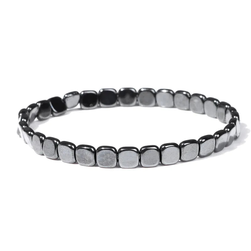 Men Hematite Bracelet Loss Weight No-Magnetic Black Hematite Bead Bracelet Healing Health Therapy Balance Pulsera Jewelry Gift