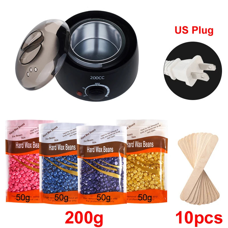 200Ml Hair Removal Tool Smart Warmer Wax Heater Hands Feet Epilator Depilatory Skin Care Paraffin Wax Machine Kit+Wax Beans
