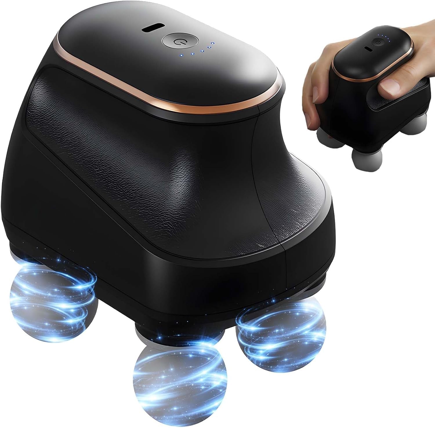 2025 New 4-Head Deep Tissue Electric Percussion Massager for Muscle Relaxation - 5 Adjustable Levels, Rechargeable Vibration Massage Device for Neck, Back, Shoulder, Leg (Black)
