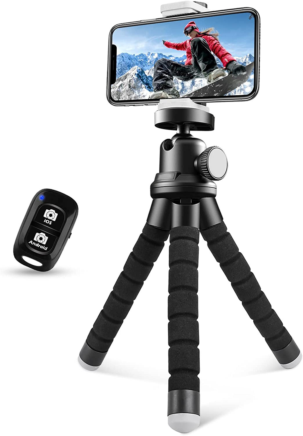 Phone Tripod for Iphone, Flexible Mini Stand with Remote for Recording | Compact Flexible Tripod with Remote, Ideal for Selfies, Video Recording, Travel and Everyday Phone Support