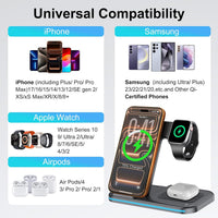 [Qi] 3 in 1 Charging Station for Iphone, 21W Wireless Charging Station, Stand Multiple Devices for Apple, for Iphone 17 16 15 14-8 Pro Max, Watch, Airpods 4 3 Pro, Nightstand, Desk, Trip, Gift