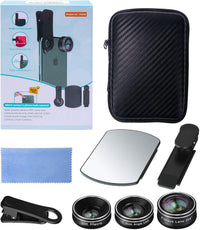 Phone Camera Lens, 198 Fisheye Lens + 120 Super Wide-Angle Lens + 20X Macro Lenses Camera Photography Accessories Kit Gadgets for Iphone Samsung Android Smartphone