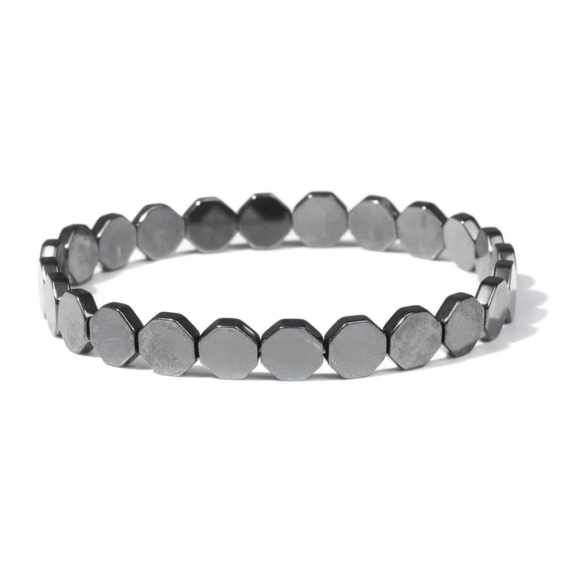 Men Hematite Bracelet Loss Weight No-Magnetic Black Hematite Bead Bracelet Healing Health Therapy Balance Pulsera Jewelry Gift