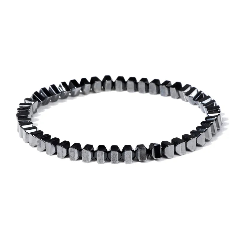 Men Hematite Bracelet Loss Weight No-Magnetic Black Hematite Bead Bracelet Healing Health Therapy Balance Pulsera Jewelry Gift