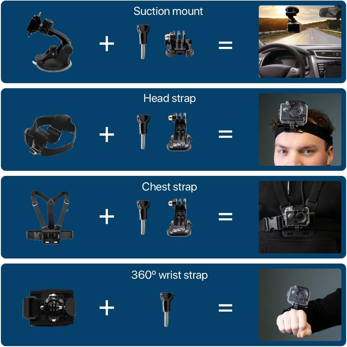 50-In-1 Action Camera Accessory Kit Compatible with Gopro Hero 11 10 9 8 7 6 5 4, Gopro Max, Fusion, DJI Osmo Action, AKASO, Insta 360, Etc. - Incl. Action Camera Head Mount, Tripod and More