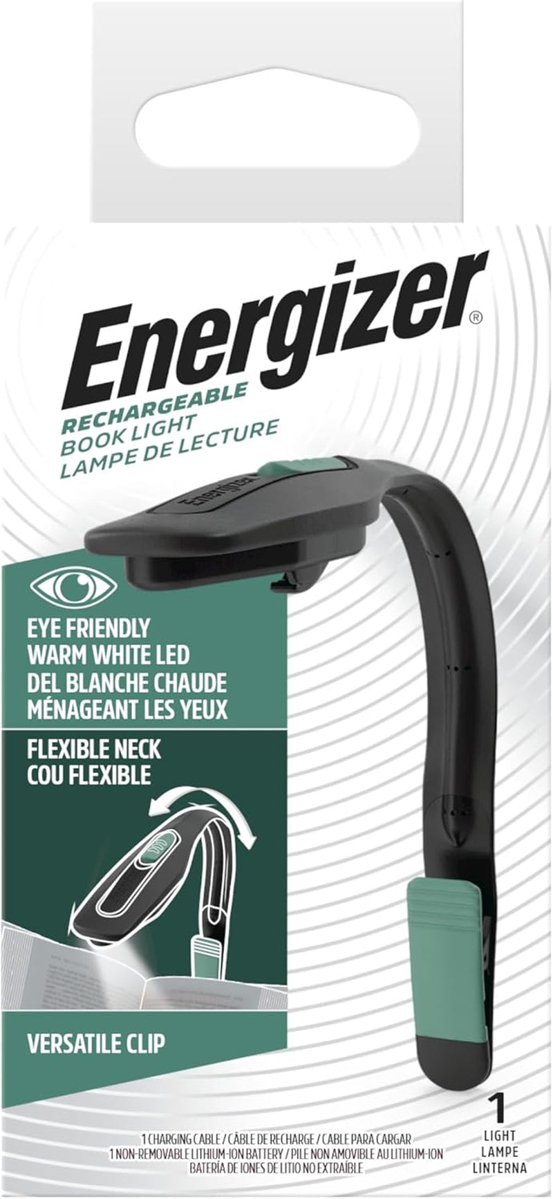 Flex-R LED Rechargeable Book Lights for Reading at Night, Reading Light with Warm LED Color, Long-Lasting and Lightweight Reading Lamp