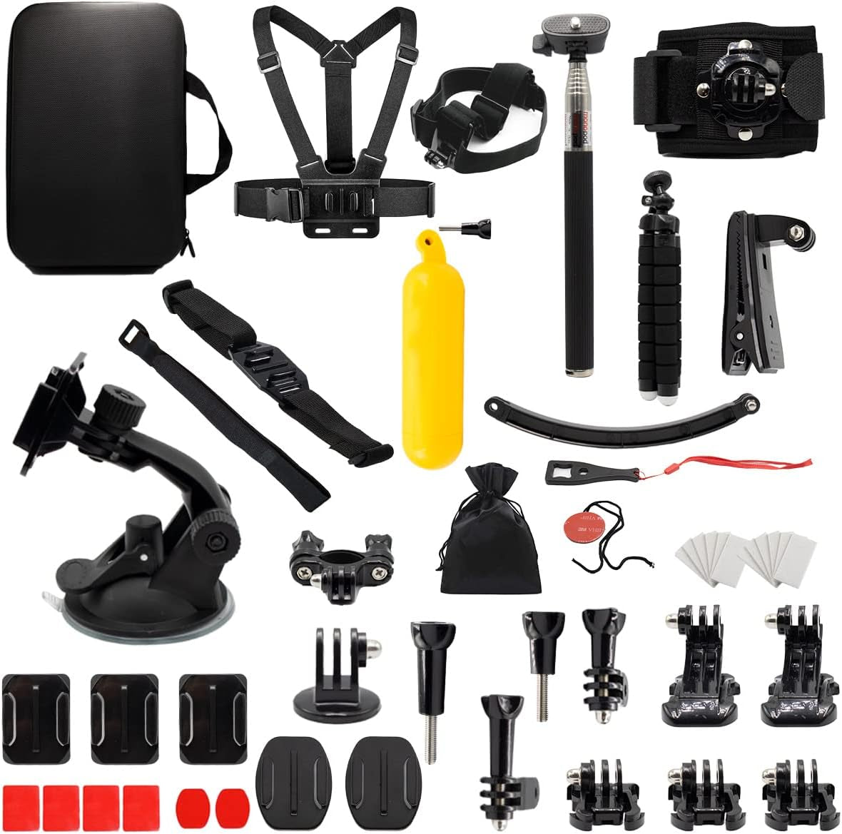 50-In-1 Action Camera Accessory Kit Compatible with Gopro Hero 11 10 9 8 7 6 5 4, Gopro Max, Fusion, DJI Osmo Action, AKASO, Insta 360, Etc. - Incl. Action Camera Head Mount, Tripod and More