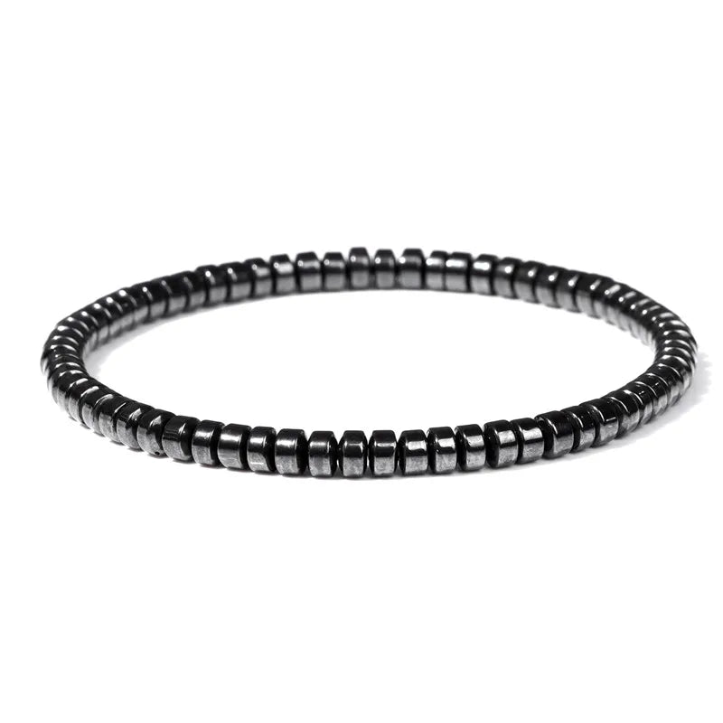 Men Hematite Bracelet Loss Weight No-Magnetic Black Hematite Bead Bracelet Healing Health Therapy Balance Pulsera Jewelry Gift