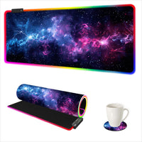 LED Gaming Mouse Pad RGB, Large Mouse Pad with 14 Light Modes, Keyboard Mousepad Led Extended Surface (35.4 X 15.8 In) for Desktop Gamers, Blue Purple Starry Nebula