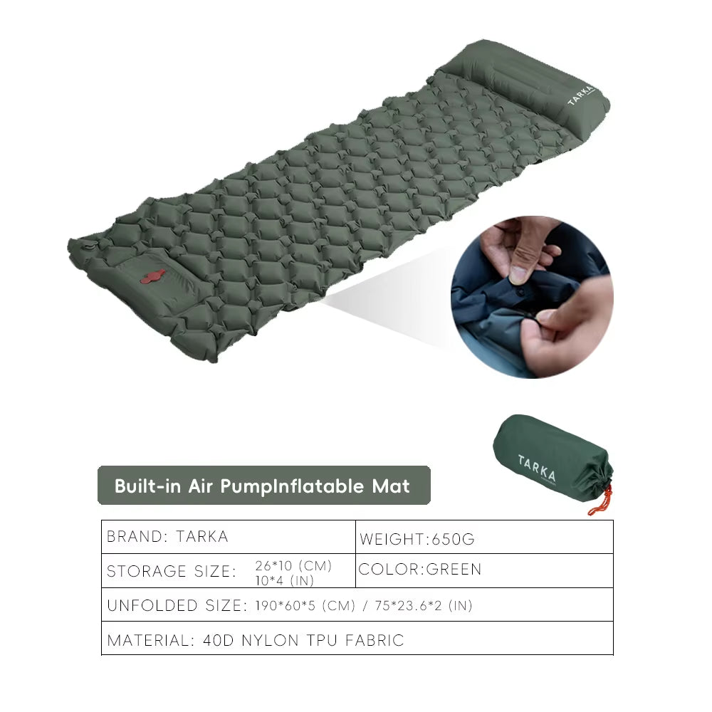 Inflatable Camping Mats Air Mattress with Pillow Outdoor Tourist Sleeping Pad Self-Inflating Mattress for Hiking Climbing