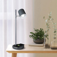 Good Housekeeping Modern LED Desk Lamp, Wireless Charging, Grey | Clearsun Leds Reduce Eyestrain | Dimmable | Good Housekeeping Seal | Adjustable Pivoting Head