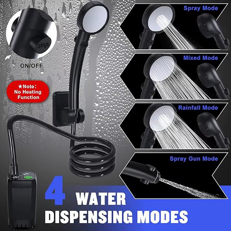 Portable Shower for Camping 6000Mah Rechargeable Camping Shower with Shower Head Intelligent LED Display Electric Shower Pump